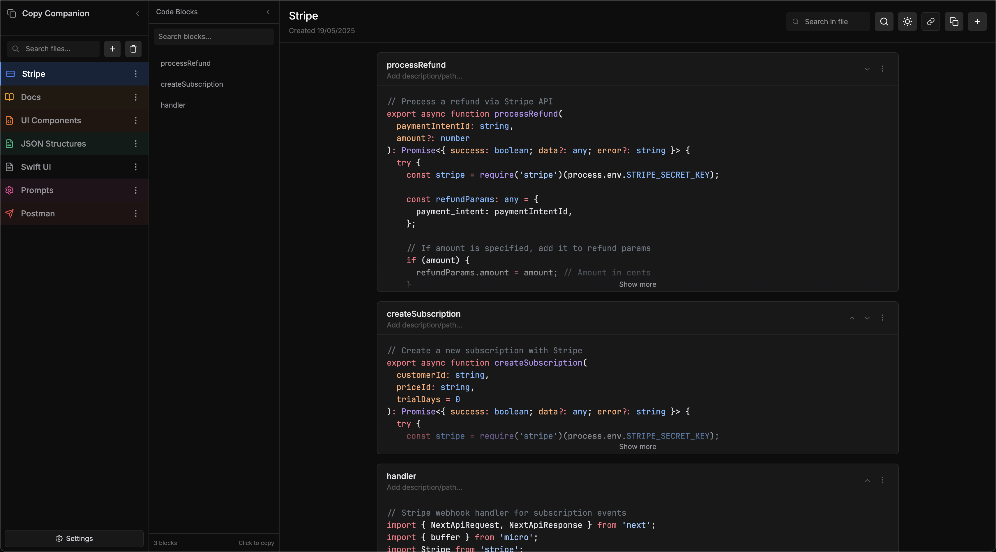 Copy Companion Dashboard
